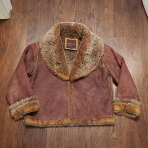 Marc New York faux fur lined brown coat. Size S